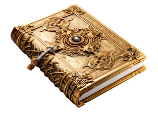 Ancient Spellbook Gilded in Gold, isolated on a transparent or white background