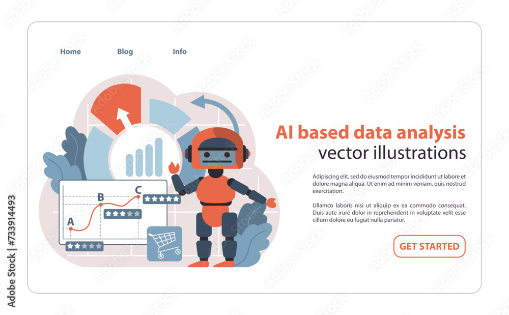 Poster ai-powered data analysis. advanced robotics integrating with analytics for comprehensive business in