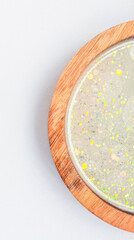 Ceramic plate on a white background. Ceramic tableware.