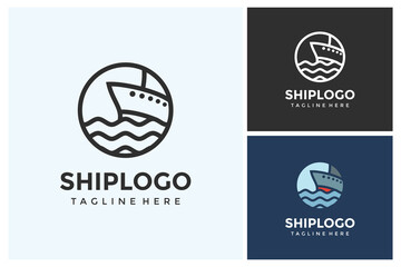 Ship logo vector, Cruise ship Logo Template vector icon illustration design, logistics and ship express delivery logo design