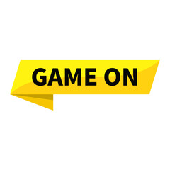 game on Text In Yellow Ribbon Rectangle Shape For Promotion Business Marketing Social Media Information Announcement
