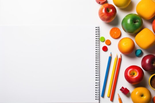 School and office supplies on white background. Back to school concept. Education concept, schools, universities
