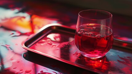 A red color drinks on a tray, ramadan drinks image - obrazy, fototapety, plakaty