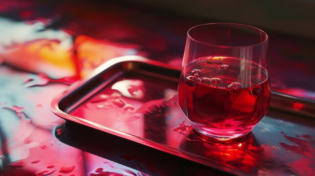 A red color drinks on a tray, ramadan drinks image