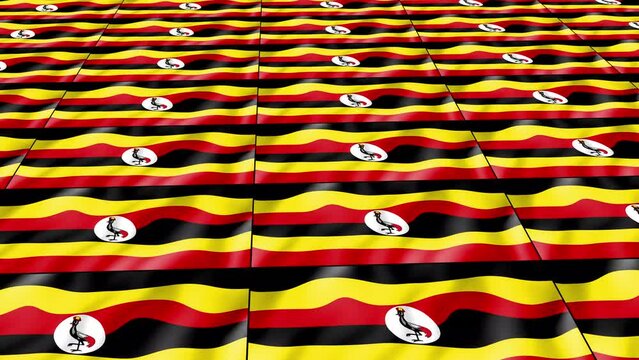 Uganda Flag wave 3d rotating view animated wallpaper background