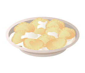 Ukrainian dish of colorful set. This illustration skillfully combine detailed design and cheerful cartoon motifs to highlight the allure of a delicious traditional dish. Vector illustration.