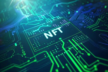 「NFT」の文字が入ったグラフィック（トークン・ブロックチェーン・デジタル資産）