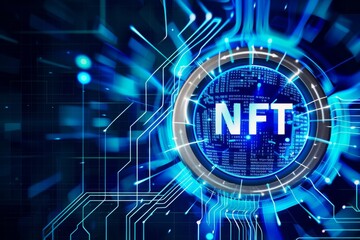 「NFT」の文字が入ったグラフィック（トークン・ブロックチェーン・デジタル資産）