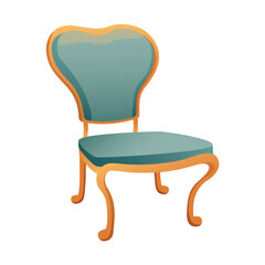 Antique furniture of colorful set. An illustration blende classic design elements with whimsical cartoon motifs, featuring an old-fashioned armchair. Vector illustration.