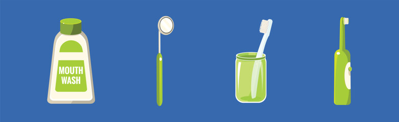 Dental Oral Hygiene and Care Products Vector Set