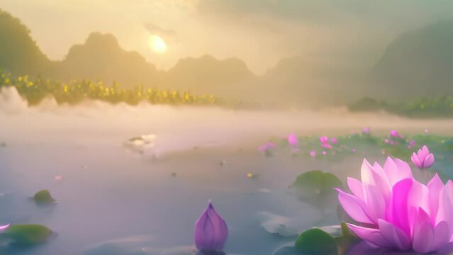 beautiful flower landscape. 4k video animation