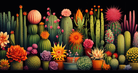 illustration of different types of cactus