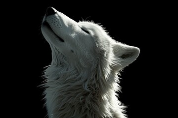 Wolf profile portrait on black background - generative ai - obrazy, fototapety, plakaty