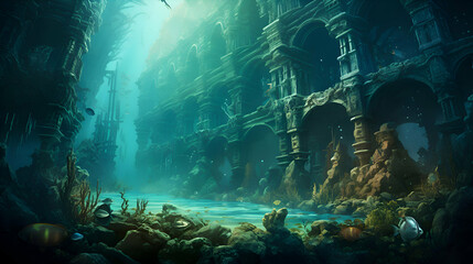 Underwater world. Fantasy and fantasy landscape. 3D rendering.
