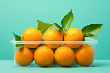 Plastic Container Filled With Oranges