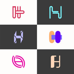 SET ILLUSTRATION LETTER F GEOMETRIC LOGO ICON FLAT COLOR TEMPLATE SIMPLE MINIMALIST ELEMENT DESIGN SIMPLE VECTOR GOOD FOR APPS, BRAND 