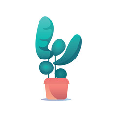 Designer furniture of colorful set. This illustration features a charming luxury home plant depicted in a colorful cartoon design, adding a touch of vibrancy to any space. Vector illustration.