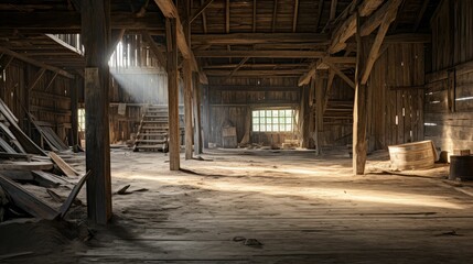 Naklejka na ściany i meble beams old barn interior