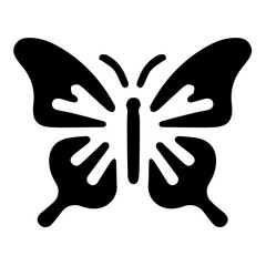 Obraz premium Beautiful Garden Butterfly Black and White Vector Icon: Delicate Insect Graphic for Outdoor Designs
