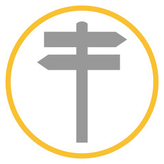 Button grau orange mit Wegweiser Icon: Orientierung