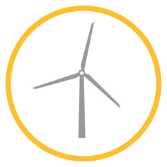 Button grau orange mit Windenergie Icon: Windmühle