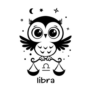libra Baby zodiac sign, cute kids horoscope vector design, adorable astrological clipart for children.