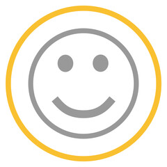 Button grau orange mit Zufriedenheit Icon: Fröhliches Gesicht