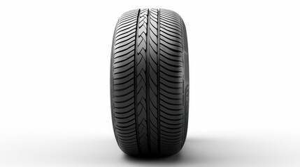 One car tire is isolated on a white background.