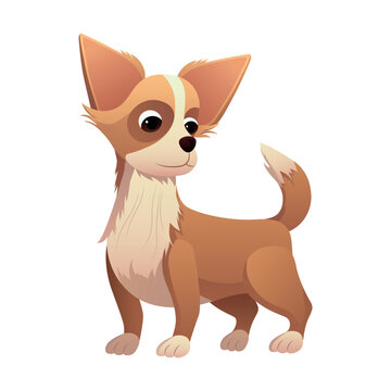 Dog of colorful set. This charming illustration features a playful puppy rendered in a colorful cartoon design, combining artistic elements with adorable imagery. Vector illustration.