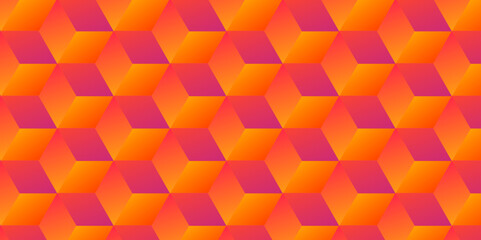 Abstract background with orange triangles hexagon diamond polygon mosaic and grid wallpaper design. modern cubes geometric tile and mosaic wall or grid backdrop hexagon technology background.