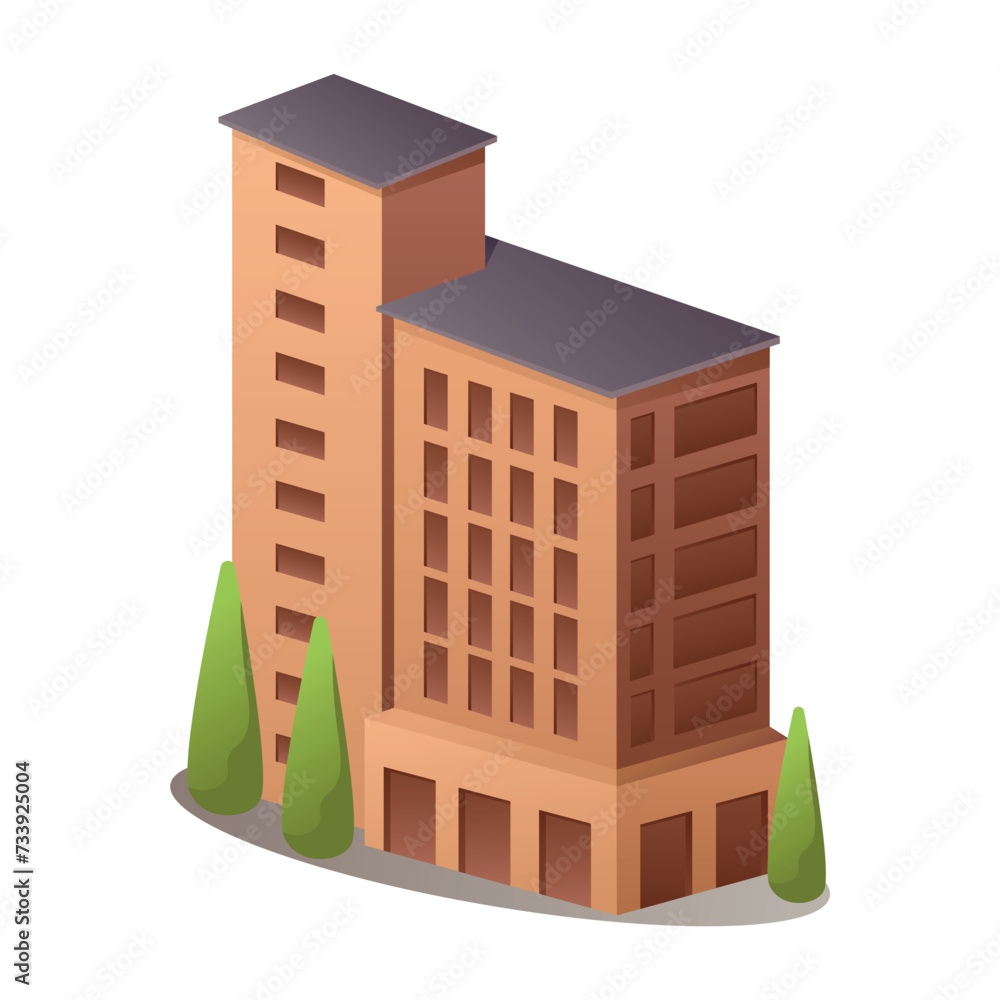 Poster architecture element of colorful set. this illustration feature urban buildings depicted in a colorf