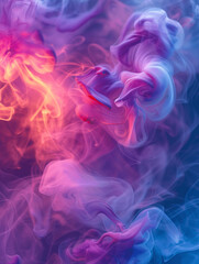 Abstract Swirls of Smoke in Purple and Red Hues