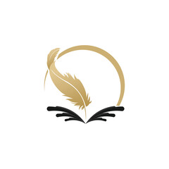 Signature feather logo design with premium concept