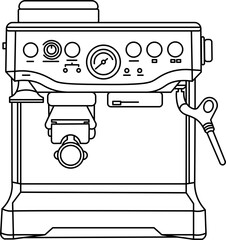 Espresso Machine Outline Illustration Vector