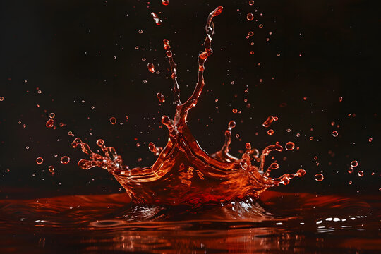 Red wine or juice splash on a dark background