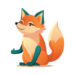 Cute fox of colorful set. This young fox portrayed in a dynamic illustration with a lively colorful style on a white background. Vector illustration.