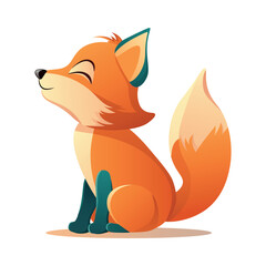 Cute fox of colorful set. This colorful illustration showcases the endearing charm of a young fox in a dynamic cartoon design against a simple white backdrop. Vector illustration.