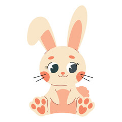 Happy easter bunny. Spring collection of animals. Collection of doodle animal and adorable design for kids. Hand drawn spring vector illustration.