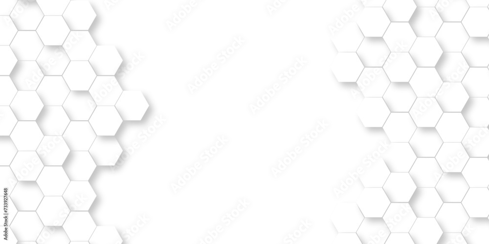 Poster abstract modern background with white lines 3d hexagonal structure futuristic white background and e