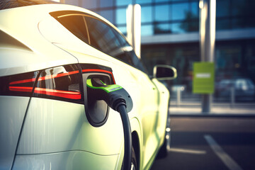 electric car charging on background