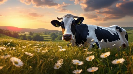 pasture cow - obrazy, fototapety, plakaty
