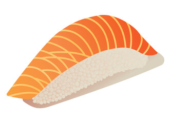 Sushi element of colorful set. Sushi with tasty salmon in this image beautifully crafted in a colorful and dynamic style. Vector illustration.