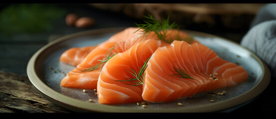 Fresh and healthy Japanese salmon sashimi