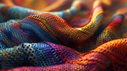 Close up of colorful fabric texture. Generative AI