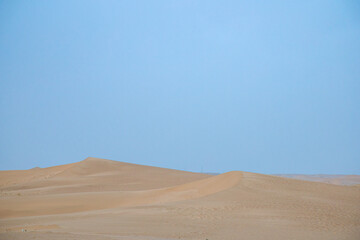 Fototapeta na wymiar Desert Sculpture Park, Minqin County, Wuwei, Gansu Province-Sculptures in the Desert