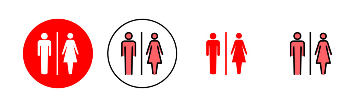Toilet icon set illustration. Girls and boys restrooms sign and symbol. bathroom sign. wc, lavatory