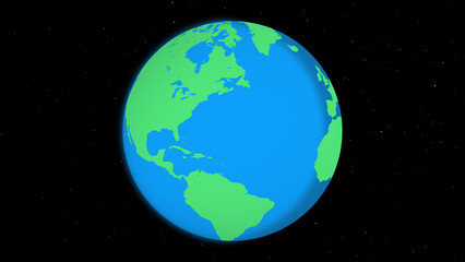 Spinning planet Earth with stars background. Rotating the globe for news, presentation or travel design