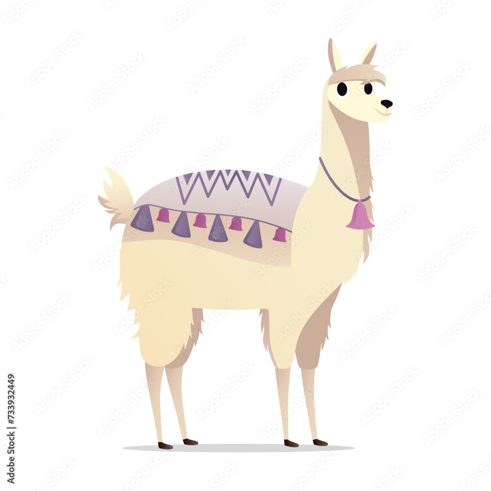 Poster lama of colorful set. charismatic lama exude personality and charm, its colorful appearance adding a