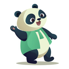 Cute panda of colorful set. This delightful illustration showcases a charming, colorful rendition of a funny little panda, bringing joy and cheer. Vector illustration.