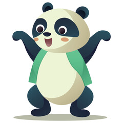 Cute panda of colorful set. Colorful strokes and imaginative details come together to create a whimsical scene against the backdrop of white. Vector illustration.